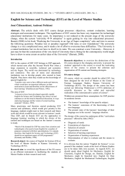 English for Science and Technology (EST) at the