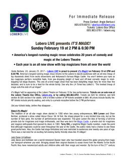 For Immediate Release Lobero LIVE presents IT`S