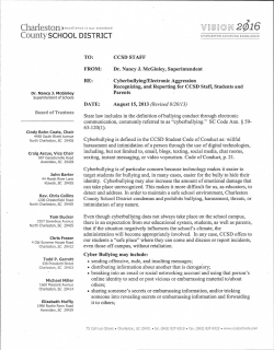 Cyberbullying Memo - West Ashley High School