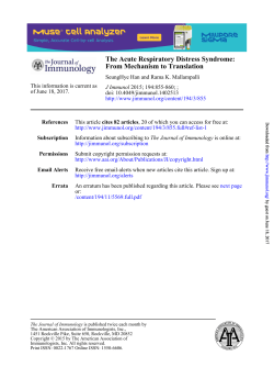 From Mechanism to Translation The Acute Respiratory Distress