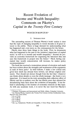 Recent Evolution of Income and Wealth Inequality