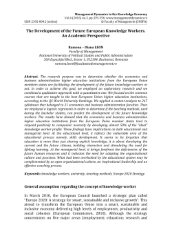 The Development of the Future European Knowledge Workers. An