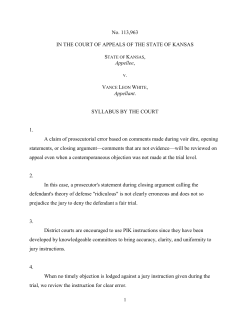No. 113,963 IN THE COURT OF APPEALS OF THE STATE OF