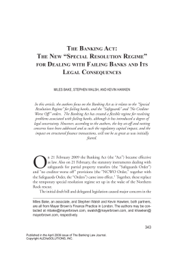 THE BANKING ACT: THE NEW &ldquo;SPECIAL RESOLUTION REGIME