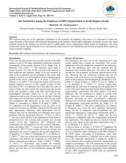 189 Job Satisfaction among the Employees of BPO Organizations in