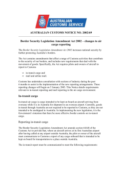 AUSTRALIAN CUSTOMS NOTICE NO. 2002/69 Border Security