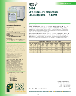 20% Sulfur, .1% Magnesium, .2% Manganese, .1% Boron