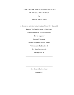 CUBA: A MATERIALIST-FEMINIST PERSPECTIVE ON THE