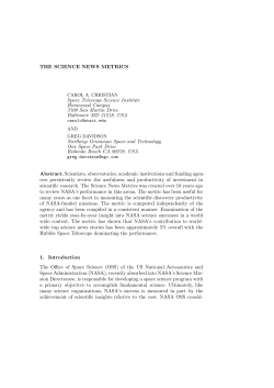 THE SCIENCE NEWS METRICS Space Telescope Science Institute
