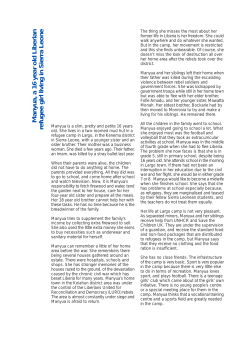 Manyua, a 16 year old Liberian refugee girl living in Sierra