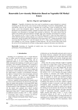Renewable Low-viscosity Dielectrics Based on Vegetable Oil
