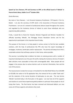 Speech by Tara Cheevers, PIP and Secretary to APIP