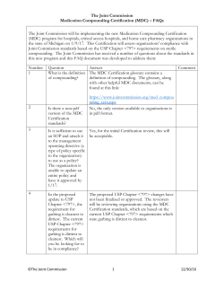 The Joint Commission Medication Compounding Certification (MDC