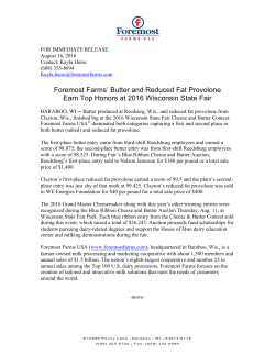 Foremost Farms Butter and Reduced Fat Provolone Earn Top Honors