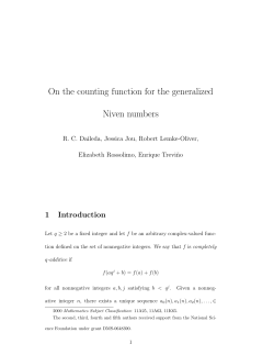 On the counting function for the generalized Niven numbers