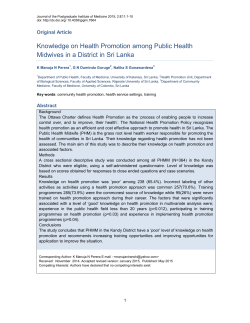 Knowledge on Health Promotion among Public Health Midwives in a