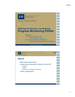 OSBA Special Education Workshop Progress Monitoring Pitfalls