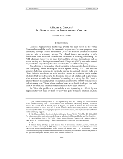 A Right to Choose?: Sex Selection in the International Context