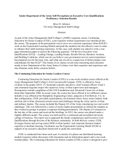 Senior Department of the Army Self-Perceptions on Executive Core