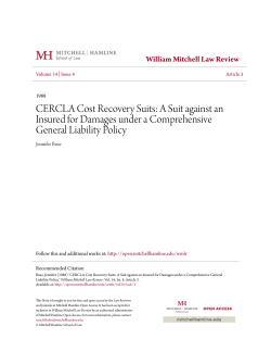 CERCLA Cost Recovery Suits - Mitchell Hamline Open Access