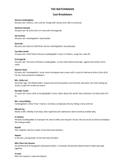 THE MATCHMAKER Cast Breakdown