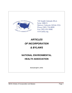NEHA Articles of Incorporation and Bylaws