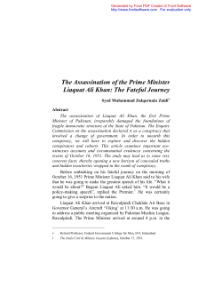 The Assassination of the Prime Minister Liaquat Ali Khan