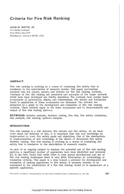 Criteria for Fire Risk Ranking