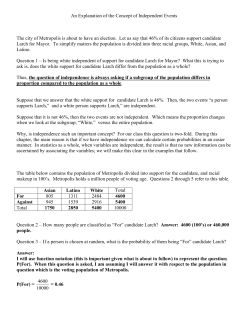 An Explanation of the Concept of Independent Events The city of