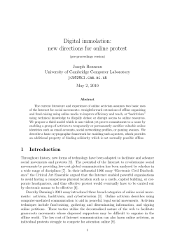 Digital immolation: new directions for online protest