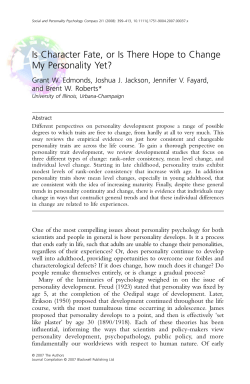 Is Character Fate, or Is There Hope to Change My Personality Yet?