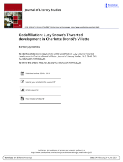 Lucy Snowe`s Thwarted development in Charlotte Bront&euml;`s Villette