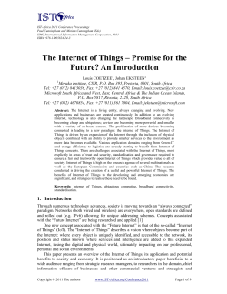 The Internet of Things &ndash; Promise for the Future? An Introduction