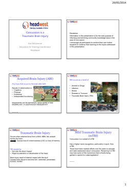 Concussion is a Traumatic Brain Injury