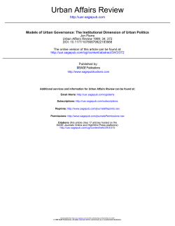MODELS OF URBAN GOVERNANCE The Institutional Dimension of