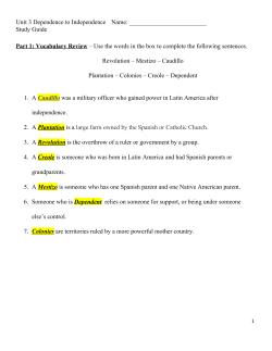 Unit 3 Dependence to Independence Name