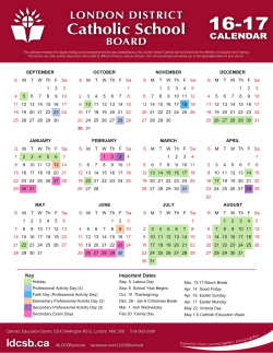 School Calendar - London District Catholic School Board