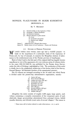 Mongol Place-Names in Mukri Kurdistan