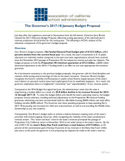 The Governor`s 2017-18 January Budget Proposal