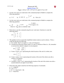 Homework M2: Matlab Primer [1] Pages 1-24 to 1-25, 1-27 to 2