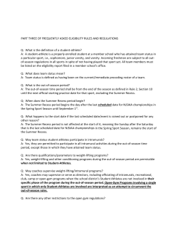 FREQUENTLY ASKED ELIGIBILITY RULES AND