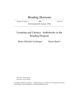 Listening and Literacy: Audiobooks in the Reading Program