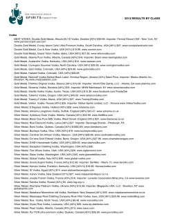 2013 results by class - San Francisco World Spirits Competition
