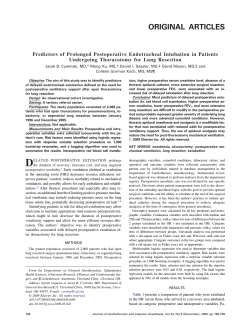 Predictors of prolonged postoperative endotracheal intubation