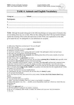 TASK 4: Animals and English Vocabulary