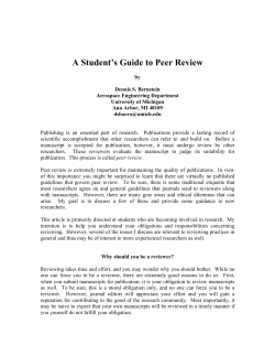 A Student`s Guide to Peer Review