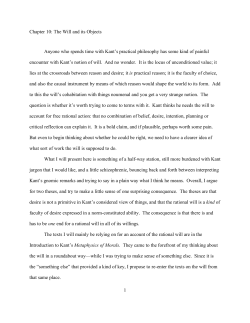 1 Chapter 10: The Will and its Objects Anyone who spends time with