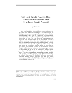 Can Cost-Benefit Analysis Help Consumer Protection