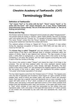 Terminology Sheet - Cheshire Academy TaeKwonDo