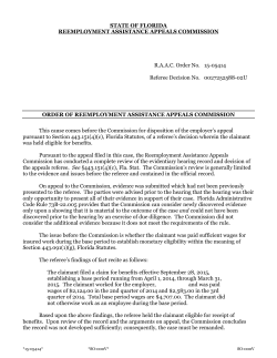 STATE OF FLORIDA REEMPLOYMENT